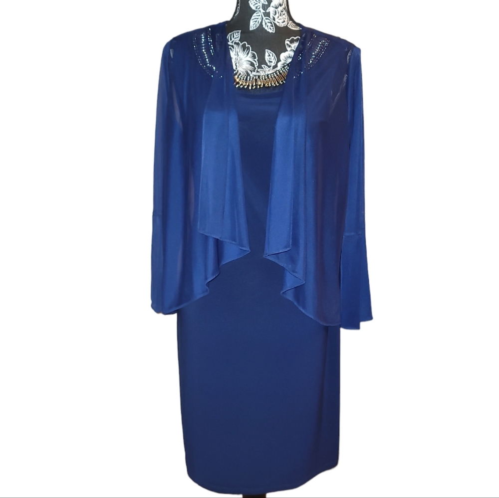 NWT Tiana B Womens Mock Jacket Dress Size 8 Navy Blue